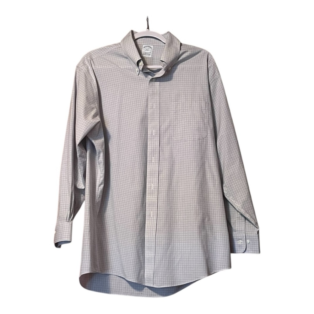 Brooks Brothers Men's Blue Gray Checkered Shirt 17 2/3 - Picture 1 of 1
